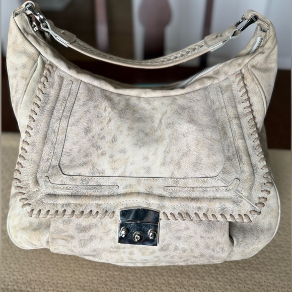 Be & D Leather Satchel Purse with Feather Like Pattern - Picture 3 of 15